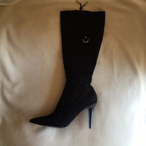 Ralph Lauren Black Suede Tall Boot / Heels